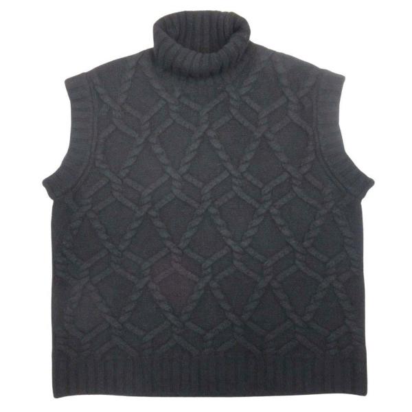 美品 21ss BLAMINK ブラミンク ウールカシミヤ ケーブルニット ベスト タートルネック ...