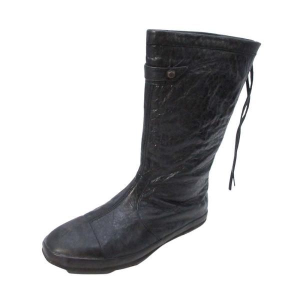 美品 BALENCIAGA バレンシアガ 245482 バックジップ ブーツ フラット シューズ 靴...