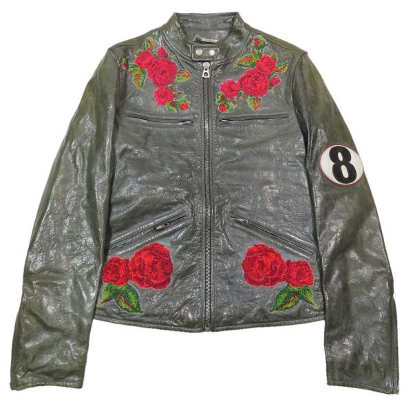 未使用 DOLCE&amp;GABBANA ドルチェアンドガッバーナ シングルライダース レザージャケット ...