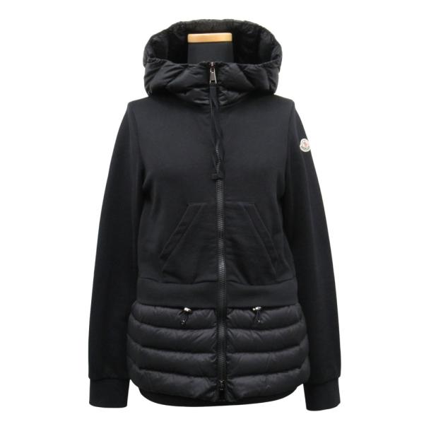 美品 MONCLER モンクレール ダウン スウェット 切替 ジャケット ブルゾン パーカー ロゴ ...