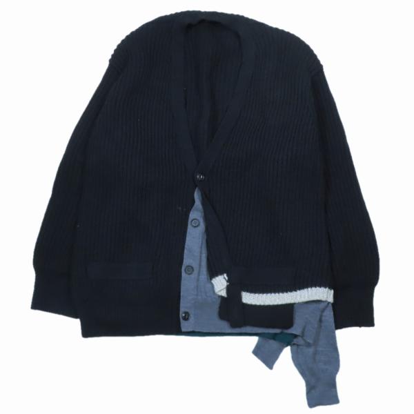 良品 22AW kolor カラー ビッグリブレイヤード ニット カーディガン 長袖 カットソー ウ...