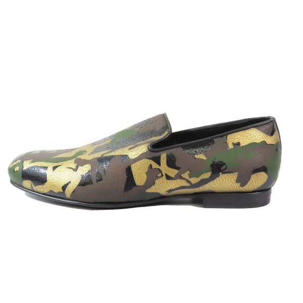 未使用 JIMMY CHOO ジミーチュウ カモフラージュ柄 スリッポン ローファー クラックレザー...