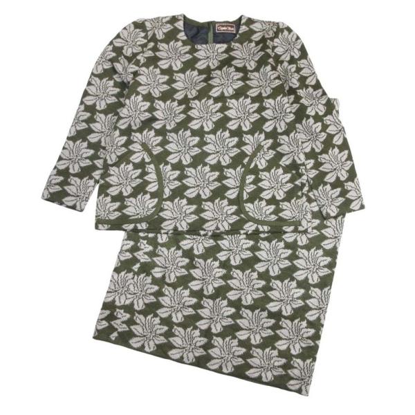 美品 トヨコサイトウ 斎藤都世子 バックジップ ニット セーター 花柄 ロング スカート セットアッ...
