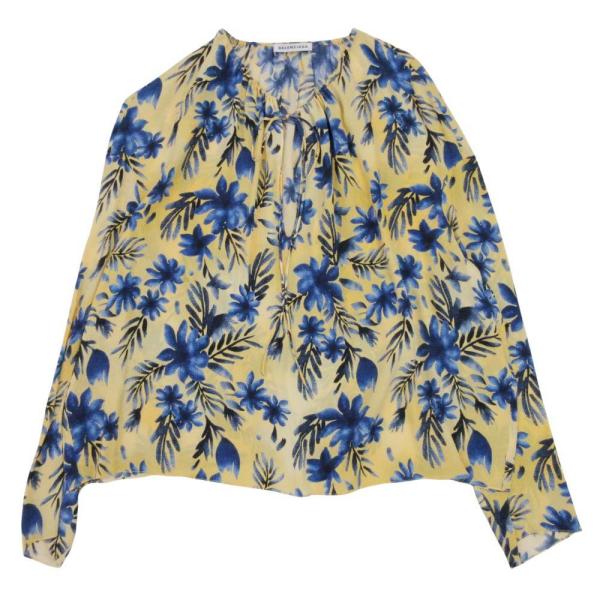 美品 18ss BALENCIAGA バレンシアガ 花柄 シルク ブラウス シャツ プルオーバー ト...