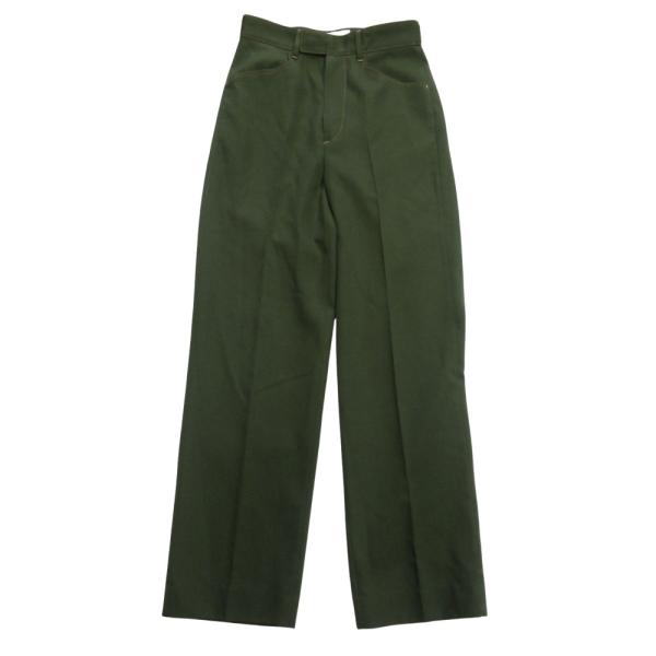 美品 AEWEN MATOPH イウエンマトフ ウールツイル パンツ スラックス 36 緑 グリーン...