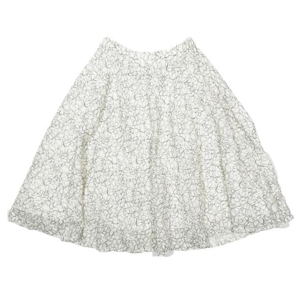 新品同様 17AW Rene ルネ フラワープリント レース ひざ丈 フレアスカート ホワイト 34...