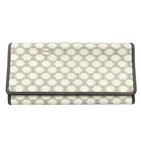 美品 CELINE セリーヌ 長財布 ウォレットケース 二つ折り マカダム柄 YSOO/46 白 ホ...