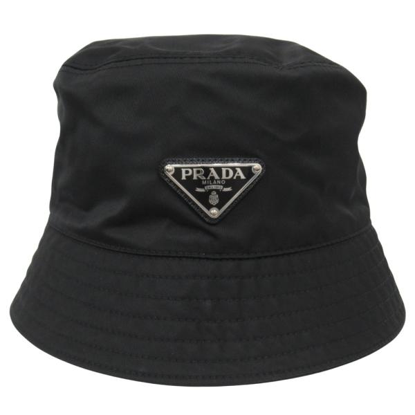 美品 PRADA プラダ Re-Nylon バケット ハット 帽子 トライアングルロゴ 三角ロゴプレ...
