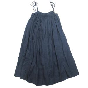 未使用 merkette マーレット LAURUS DRESS リネンキャミソールワンピース ロングドレス ノースリーブ XS 紺 ネイビー レディース 古着 中古