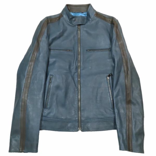 新品同様 DOLCE&amp;GABBANA ドルチェアンドガッバーナ レザー シングル ライダース ジャケ...