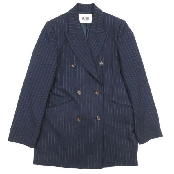美品 24aw SALTPLUS ソルトプラス ストライプ ダブルブレスト ジャケット ピークドラペ...