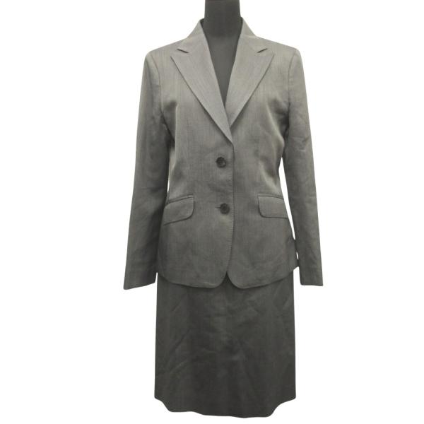 美品 BURBERRY LONDON バーバリー ロンドン ウール シルク スカート スーツ テーラ...