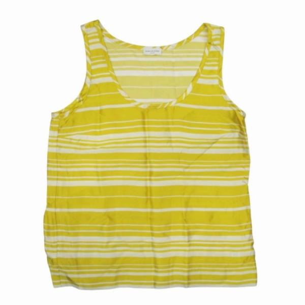 美品 DRIES VAN NOTEN ドリスヴァンノッテン シルク混 サテン ランダムボーダー タン...