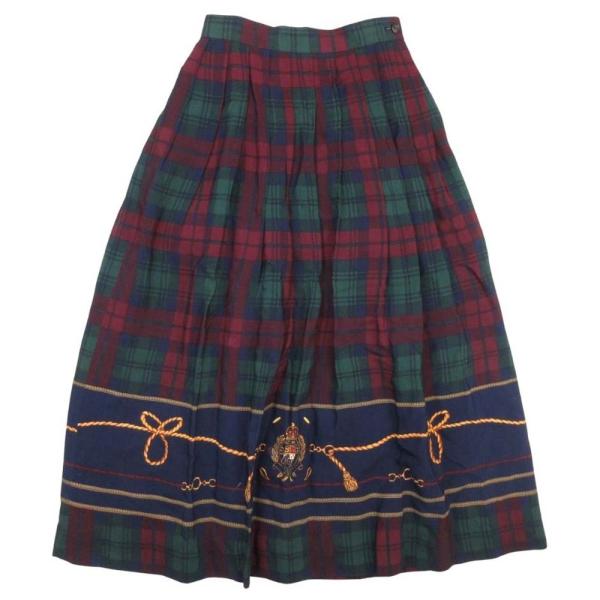 美品 RALPH LAUREN ラルフローレン タータンチェック プリーツスカート スカーフ柄 タッ...