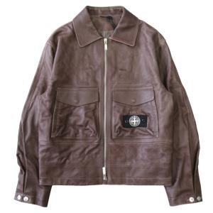 未使用 Dior ディオール × STONE ISLAND ストーンアイランド 24AW ラムスキン ジャケット ブルゾン ユーズド加工 サイズ48 茶 ブラウン メンズ 古着 中古