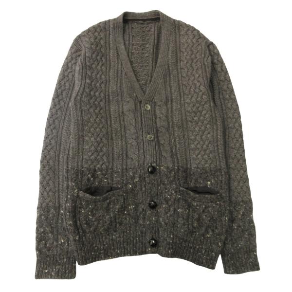 美品 Sacai サカイ 12aw アラン ニット カーディガン セーター くるみボタン 切替 ウー...