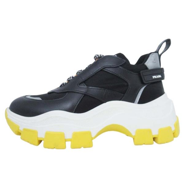 美品 PRADA プラダ 19ss ブロックスニーカー ボリュームソール ロートップ 厚底 ダットシ...