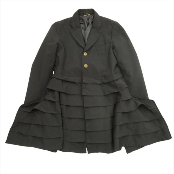 良品 COMME des GARCONS コムデギャルソン 17ss ポリ縮絨 ティアード チェスタ...