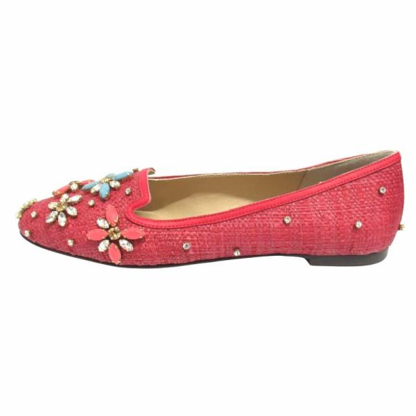 未使用 DOLCE&amp;GABBANA ドルチェアンドガッバーナ フラット シューズ パンプス ビジュー...