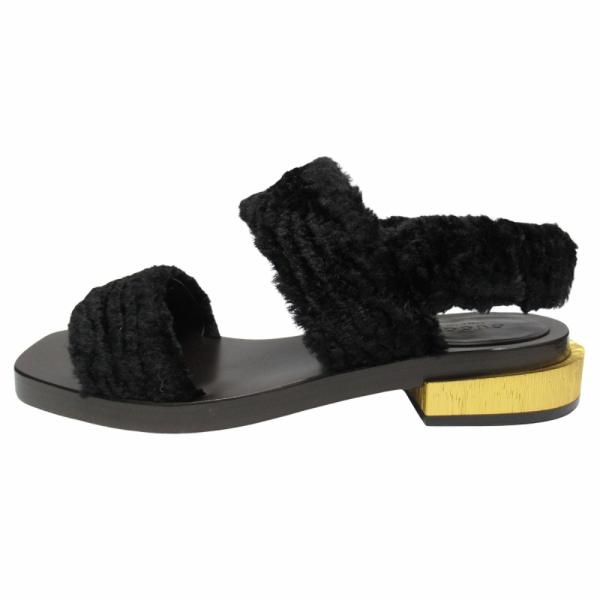 美品 GUCCI グッチ 21aw フェイクファー サンダル ボア シューズ メタルヒール バックベ...