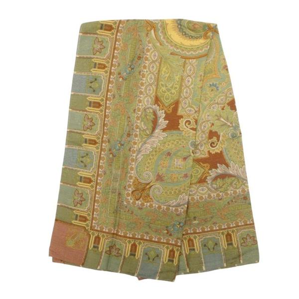 未使用 ETRO エトロ ウールシルク ペイズリー 総柄 大判ストール ショール スカーフ ジャガー...