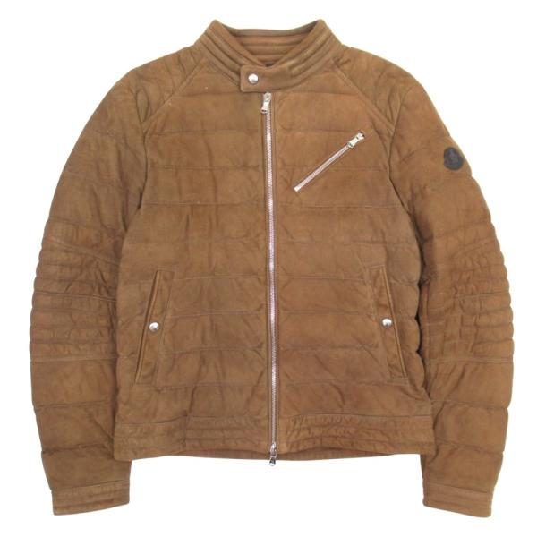 美品 MONCLER モンクレール 20ss RAVNI 羊革 スエード バイカー ダウンジャケット...