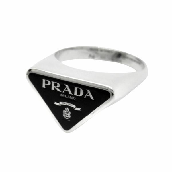 美品 PRADA プラダ トライアングル ロゴ シンボル リング 指輪 三角ロゴ SV925 アクセ...