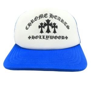 CHROME HEARTS クロムハーツ トラッカー キャップ 帽子 キングタコ クロス シルバー925 クロスボール サイズ53-60 青 ブルー メンズ 古着 中古