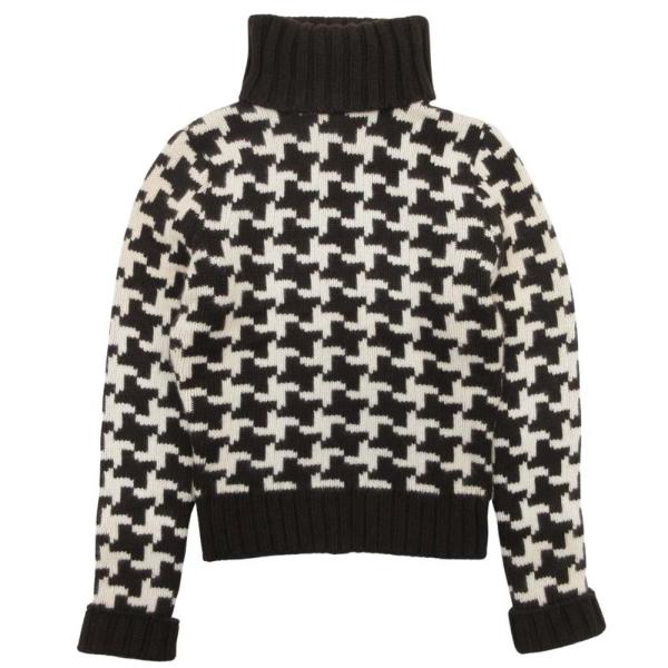CELINE セリーヌ vintage カシミヤ タートルニット セーター ハウンドトゥース柄 千鳥...
