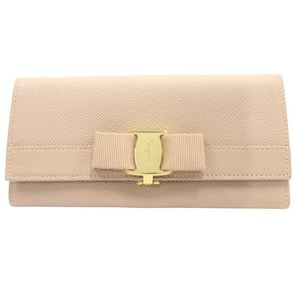 未使用 Salvatore Ferragamo サルヴァトーレフェラガモ レザー ヴァラリボン 長財...