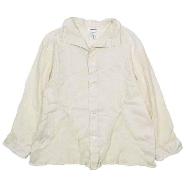 美品 Plantation プランテーション 花柄 レース チュール リネンシャツ ブラウス カット...