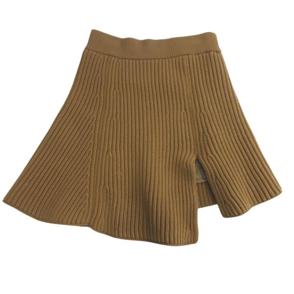 良品 Sacai サカイ ニット スカート アインメトリー ミニ イージー ローゲージ 2 茶 ブラ...