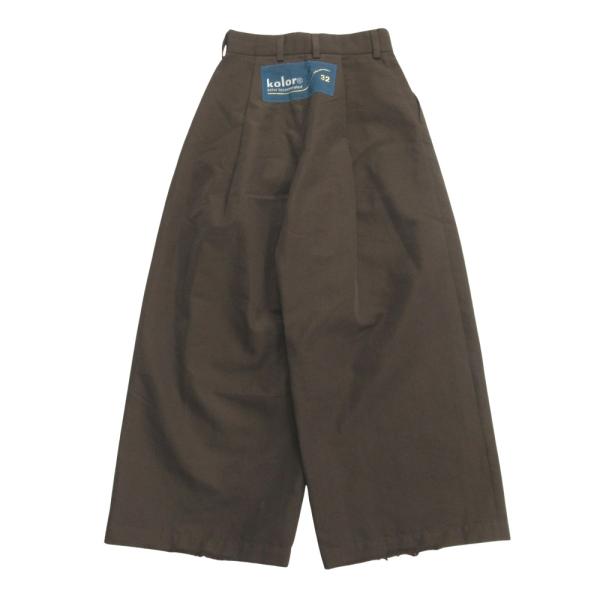kolor カラー ロゴパッチ バギー パンツ ワイド ウール タック サイズ1 茶 ブラウン レデ...