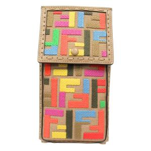 未使用 FENDI フェンディ マルチカラー FFキャンバス ズッカ柄 スマホケース 小物入れ ゴールド金具 ベージュ/マルチ メンズ レディース 古着 中古