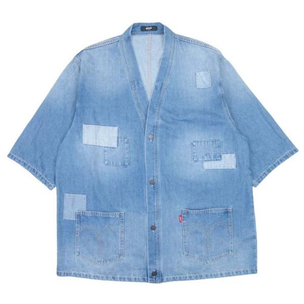 美品 glamb グラム アンプラグドデニム 25ss ハッピシャツ ジャケット 羽織 パッチワーク...