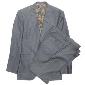 美品 Paul Smith ポール・スミス ロロピアーナ セットアップ スーツ ジャケット スラックス パンツ 総裏 ストライプ サイズL グレー メンズ 古着 中古