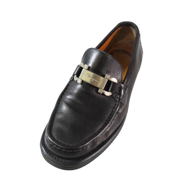 良品 Salvatore Ferragamo サルヴァトーレ フェラガモ モカシン ガンチーニ ロゴ...