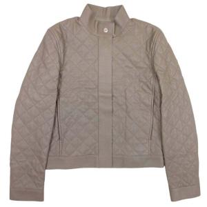未使用 HERMES エルメス 23aw 鹿革 ディアスキン キルティング ライダースジャケット セリエボタン ブルゾン 34 ダークグレージュ レディース 古着 中古