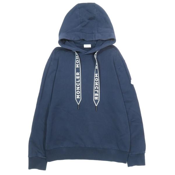 美品 MONCLER モンクレール 23SS ロゴ ドローストリング刺繍 スウェット プルオーバー ...