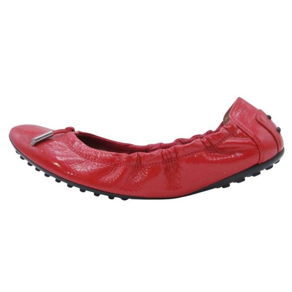 良品 TOD’S トッズ ドライビングシューズ バレエシューズ フラットシューズ 靴 リボン エナメ...