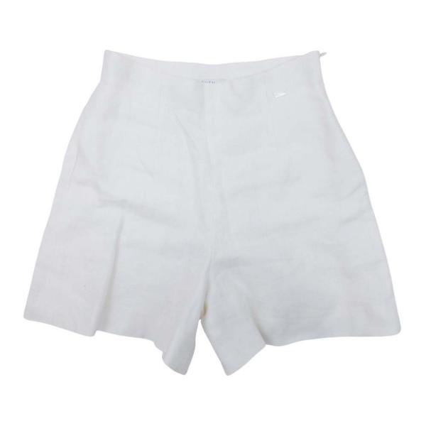良品 FOXEY フォクシー リネン100％ ショートパンツ ハイウエスト キュロット フレア ボト...