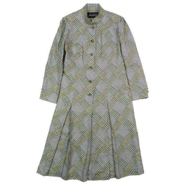 美品 jun ashida ジュン アシダ ウール シルク混 チェック柄 ミドル丈 シャツワンピース...