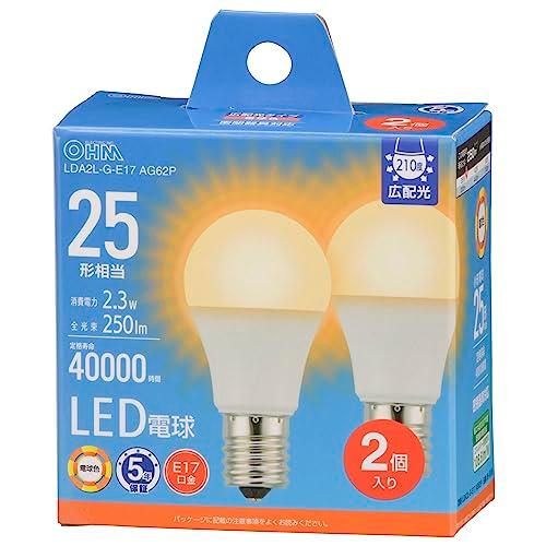 オーム電機 LED電球小形 E17 25形相当/25W相当 電球色 密閉器具対応 断熱材施工器具対応...