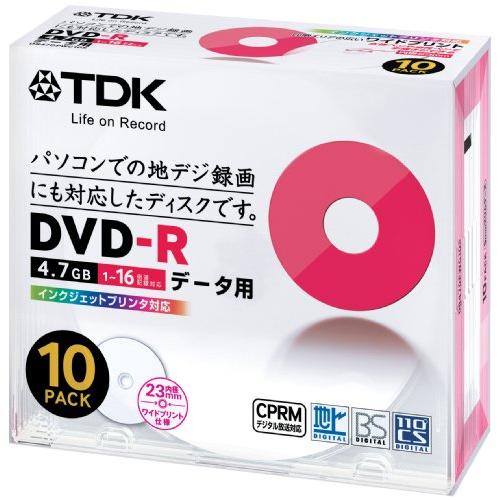 TDK CPRM対応 データ用DVD-R 4.7GB 1-16倍速対応 ホワイトワイドプリンタブル ...
