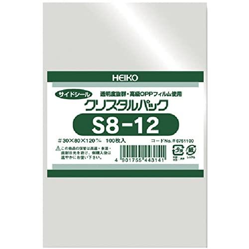 透明袋 OPPクリスタルパック S8-12 100枚入 (サイズ:厚み0.03mm 幅8×高12cm...