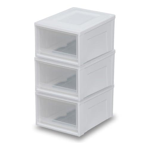 チェスト浅型3個セットBC-Mホワイト／クリア