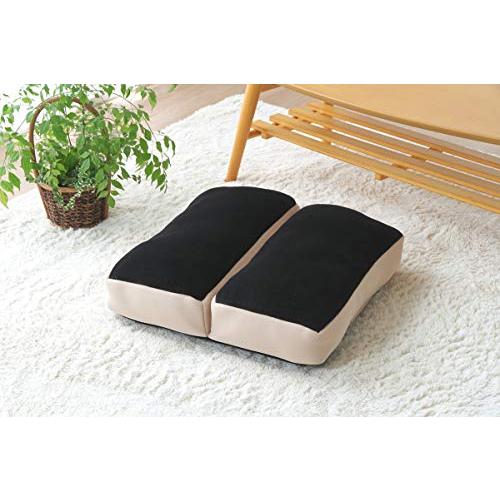 イケヒコ クッション 2連座布団 無地 ムー ブラック 約42×42×8cm もっちり #98445...