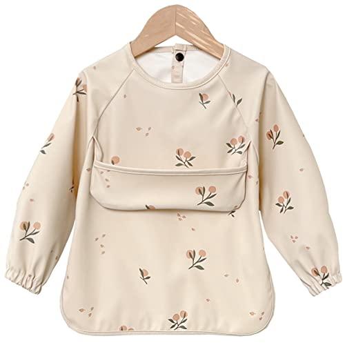 GoUseGo お食事エプロン 長袖 ベビー 食事用エプロン 女の子 洗える 袖付き 離乳食エプロン...