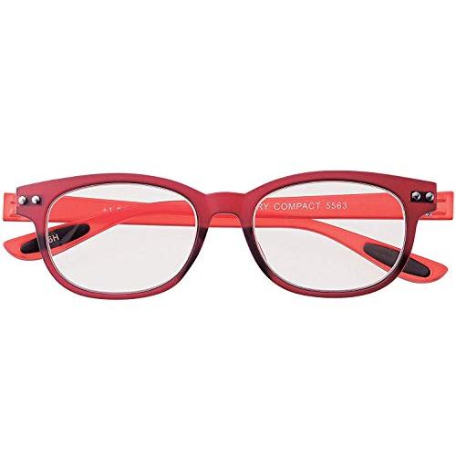老眼鏡 ブルーライトカット 携帯 軽量 おしゃれ ウェリントン colorfulook レッド 度数...