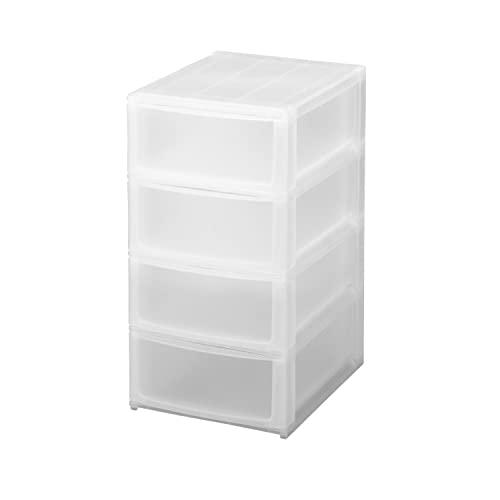 サンカ ポスデコ 引き出し収納ボックス A4 深4段 クリアずれを防ぐラバーストッパー 重ねて使える...